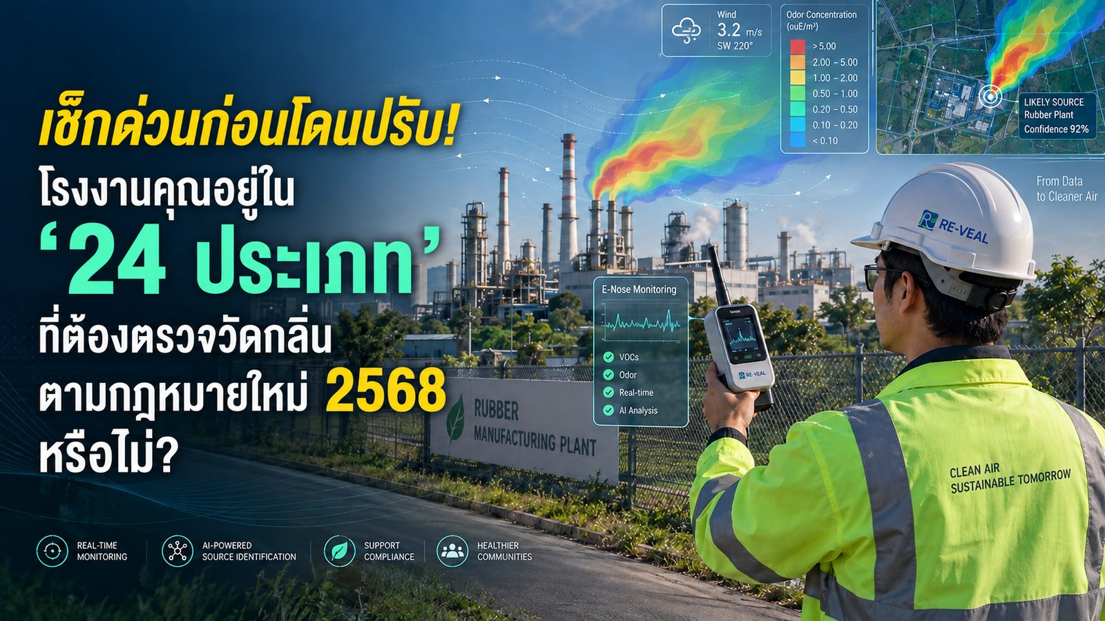 กฎกระทรวงมาตรฐานกลิ่นในอากาศจากโรงงาน พ.ศ. 2568: สิ่งที่เปลี่ยนไปและโรงงาน 24 ประเภทที่ต้องตรวจวัด
